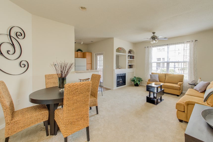 A living room at StoneBridge Luxury Apartments. An apartment living room